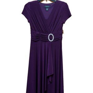 R&M Richards Purple Wrap Tie Dress Size 4